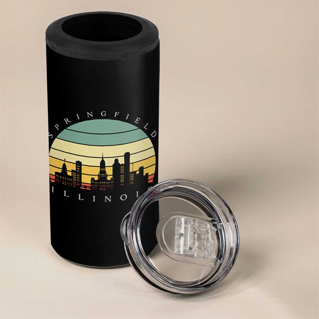 Vintage Springfield Illinois Pride 4 in 1 Can Cooler Tumbler Scenic Cityscape Gift