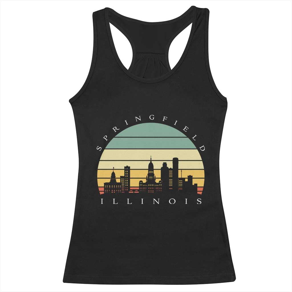 Vintage Springfield Illinois Pride Racerback Tank Top Scenic Cityscape Gift