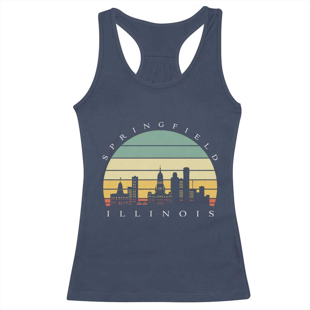 Vintage Springfield Illinois Pride Racerback Tank Top Scenic Cityscape Gift