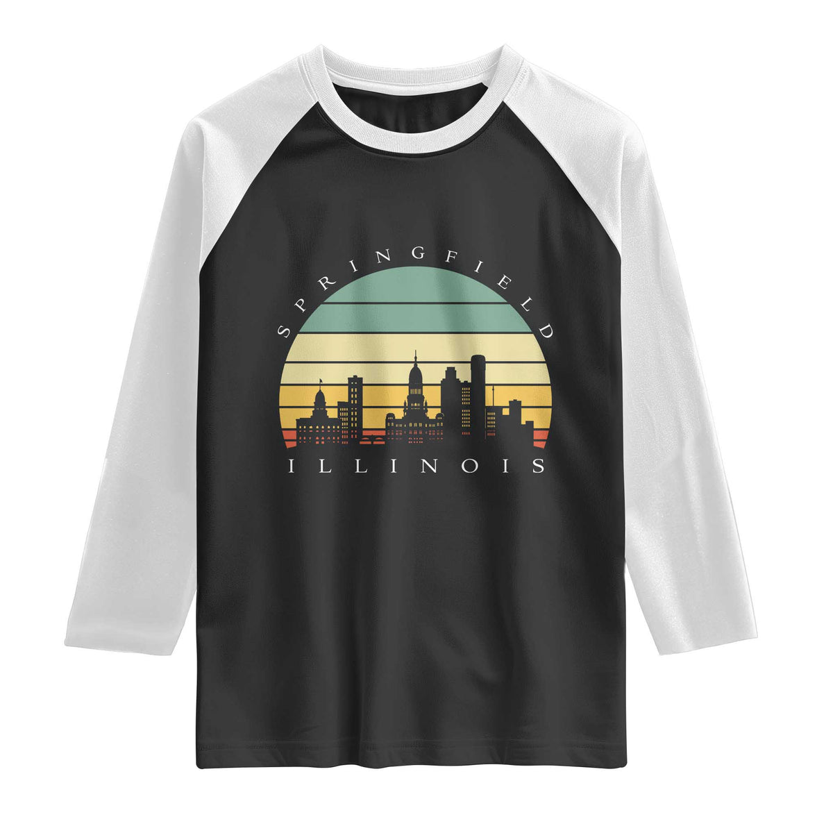 Vintage Springfield Illinois Pride Raglan Shirt Scenic Cityscape Gift