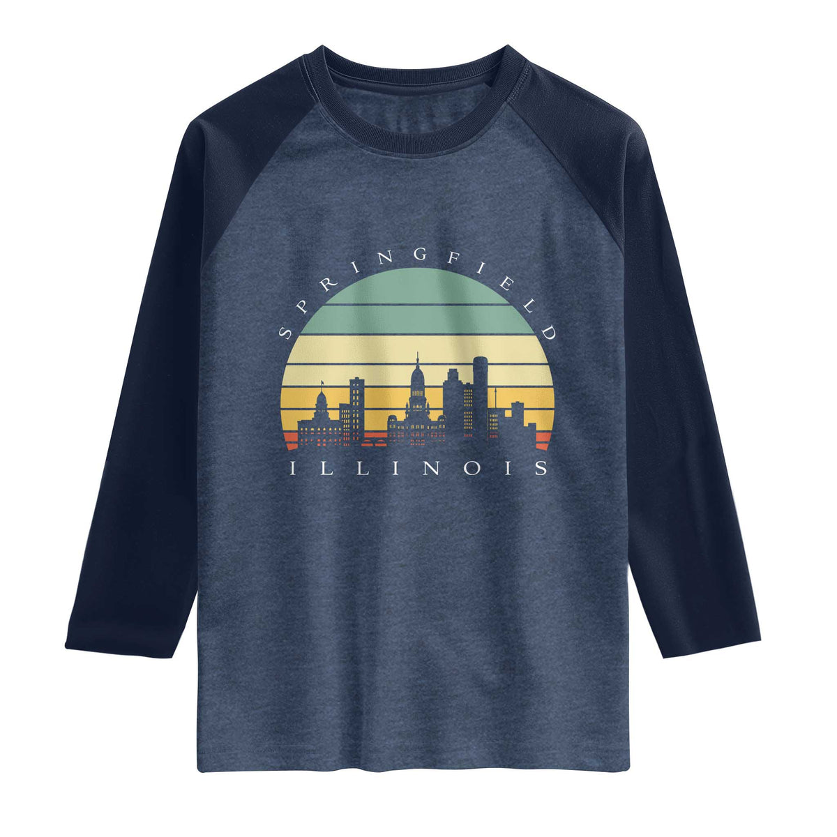Vintage Springfield Illinois Pride Raglan Shirt Scenic Cityscape Gift