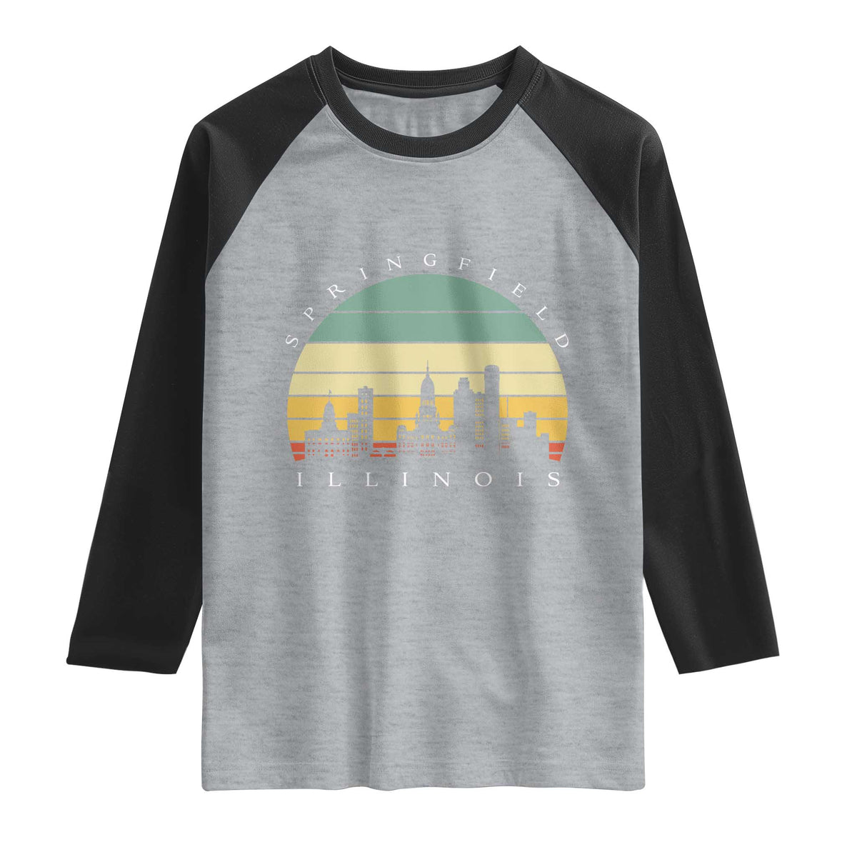 Vintage Springfield Illinois Pride Raglan Shirt Scenic Cityscape Gift