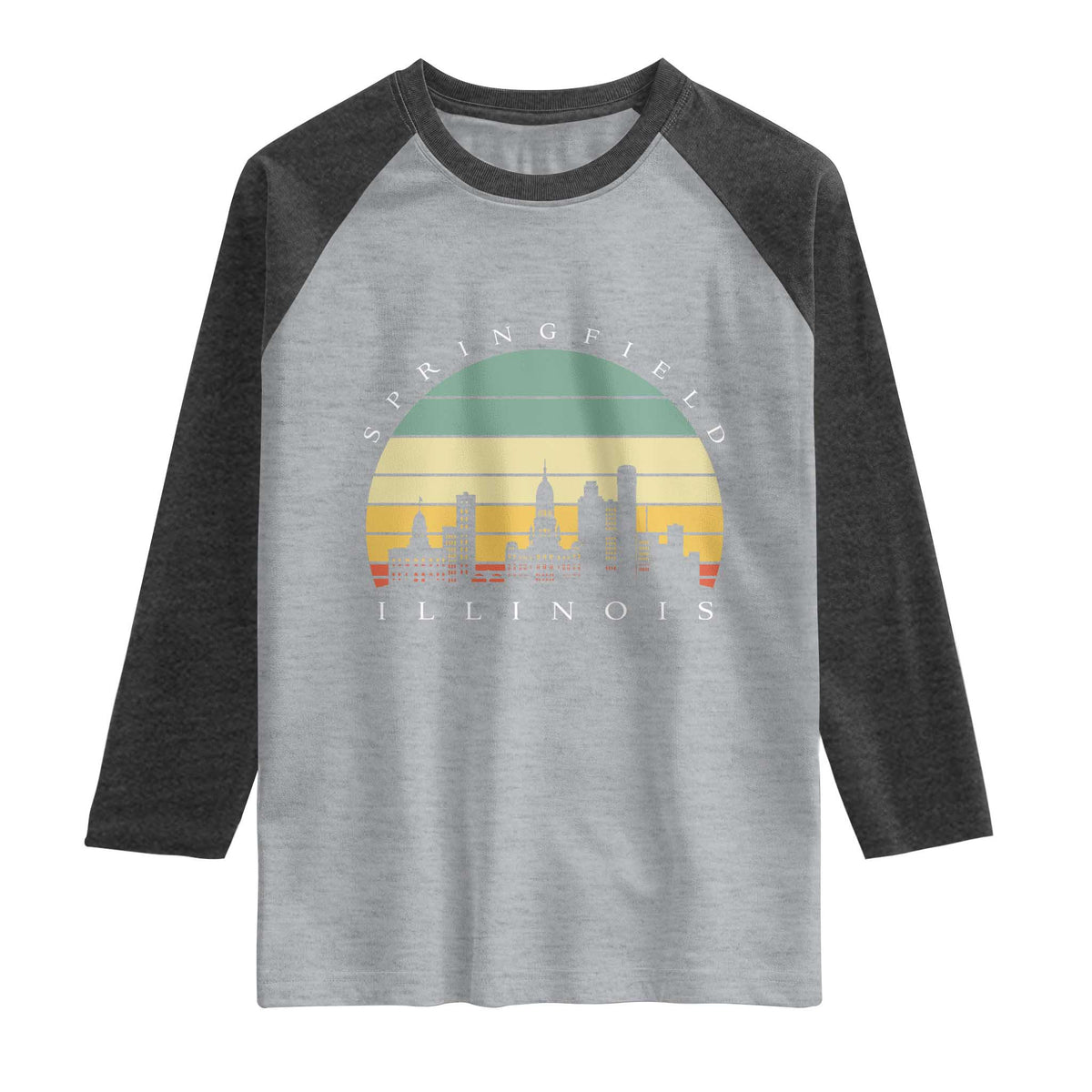 Vintage Springfield Illinois Pride Raglan Shirt Scenic Cityscape Gift