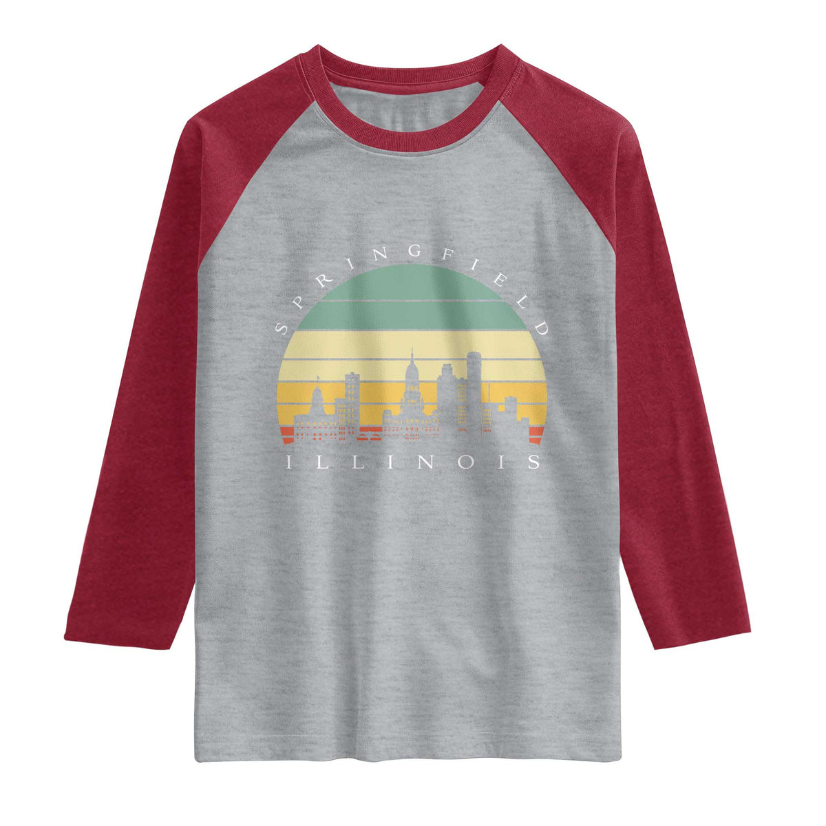 Vintage Springfield Illinois Pride Raglan Shirt Scenic Cityscape Gift