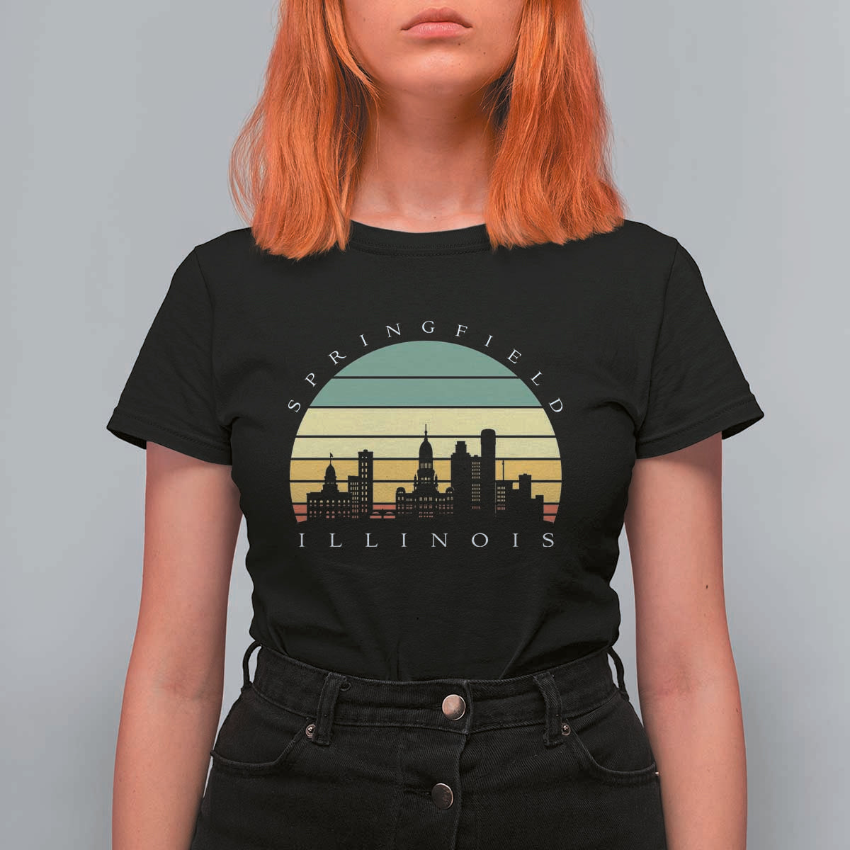 Vintage Springfield Illinois Pride T Shirt For Women Scenic Cityscape Gift
