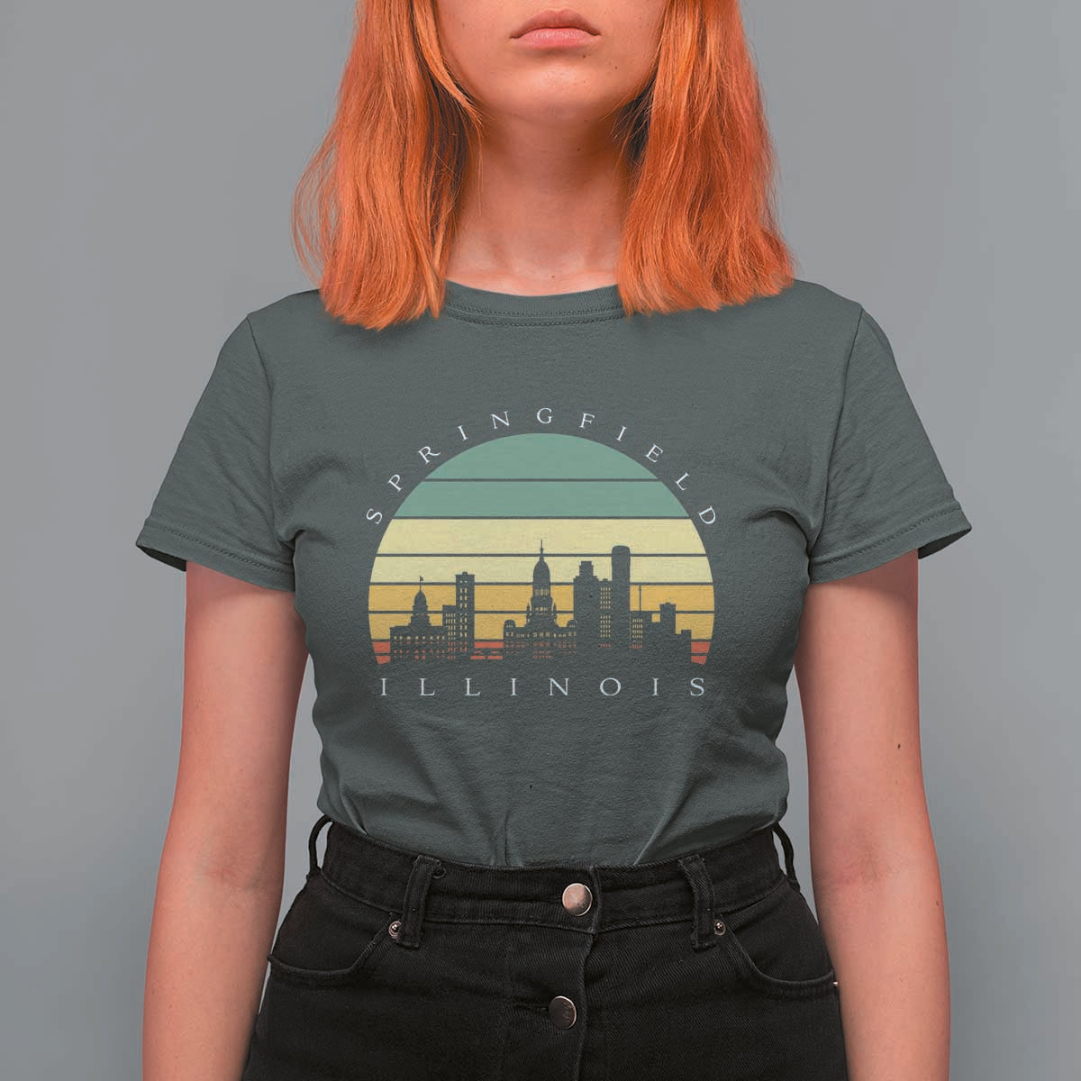 Vintage Springfield Illinois Pride T Shirt For Women Scenic Cityscape Gift