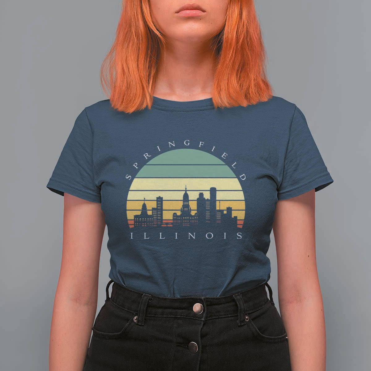 Vintage Springfield Illinois Pride T Shirt For Women Scenic Cityscape Gift
