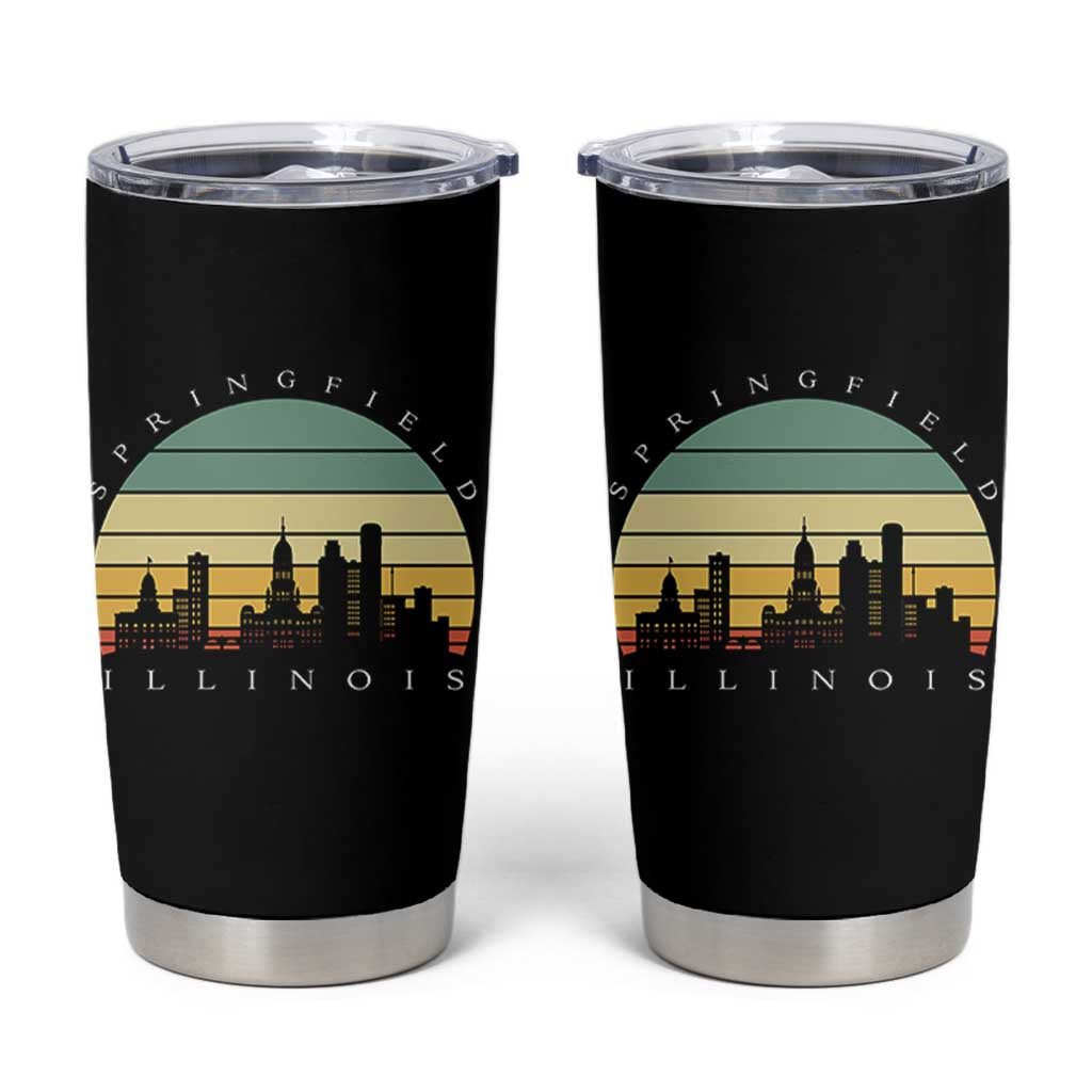 Vintage Springfield Illinois Pride Tumbler Cup Scenic Cityscape Gift