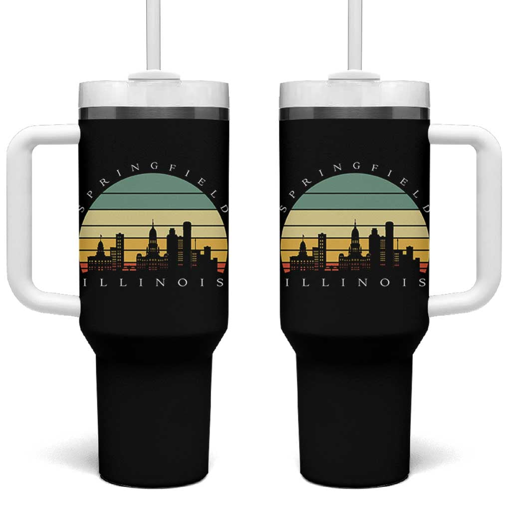 Vintage Springfield Illinois Pride Tumbler With Handle Scenic Cityscape Gift