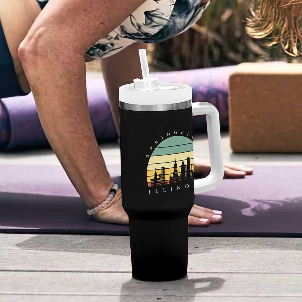Vintage Springfield Illinois Pride Tumbler With Handle Scenic Cityscape Gift