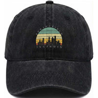 Vintage Springfield Illinois Pride Washed Cotton Baseball Cap Scenic Cityscape Gift
