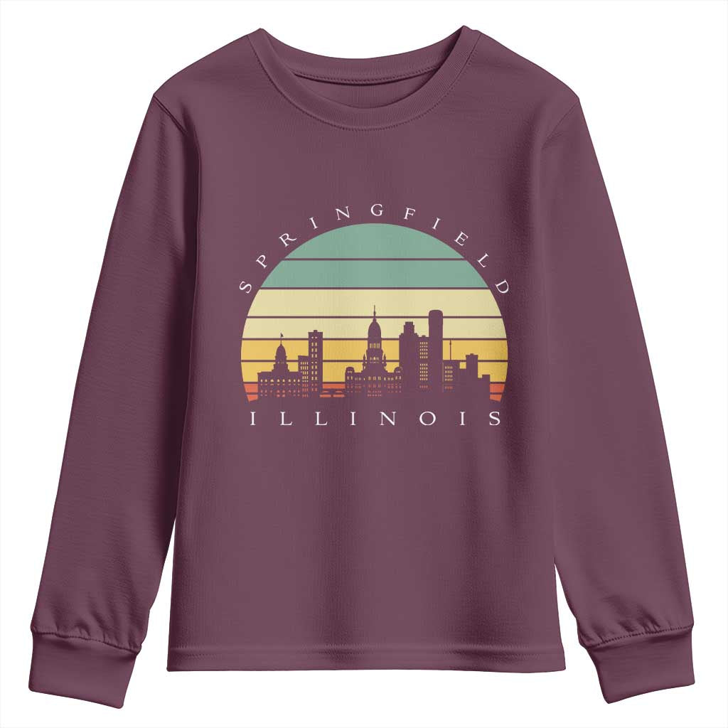 Vintage Springfield Illinois Pride Youth Sweatshirt Scenic Cityscape Gift