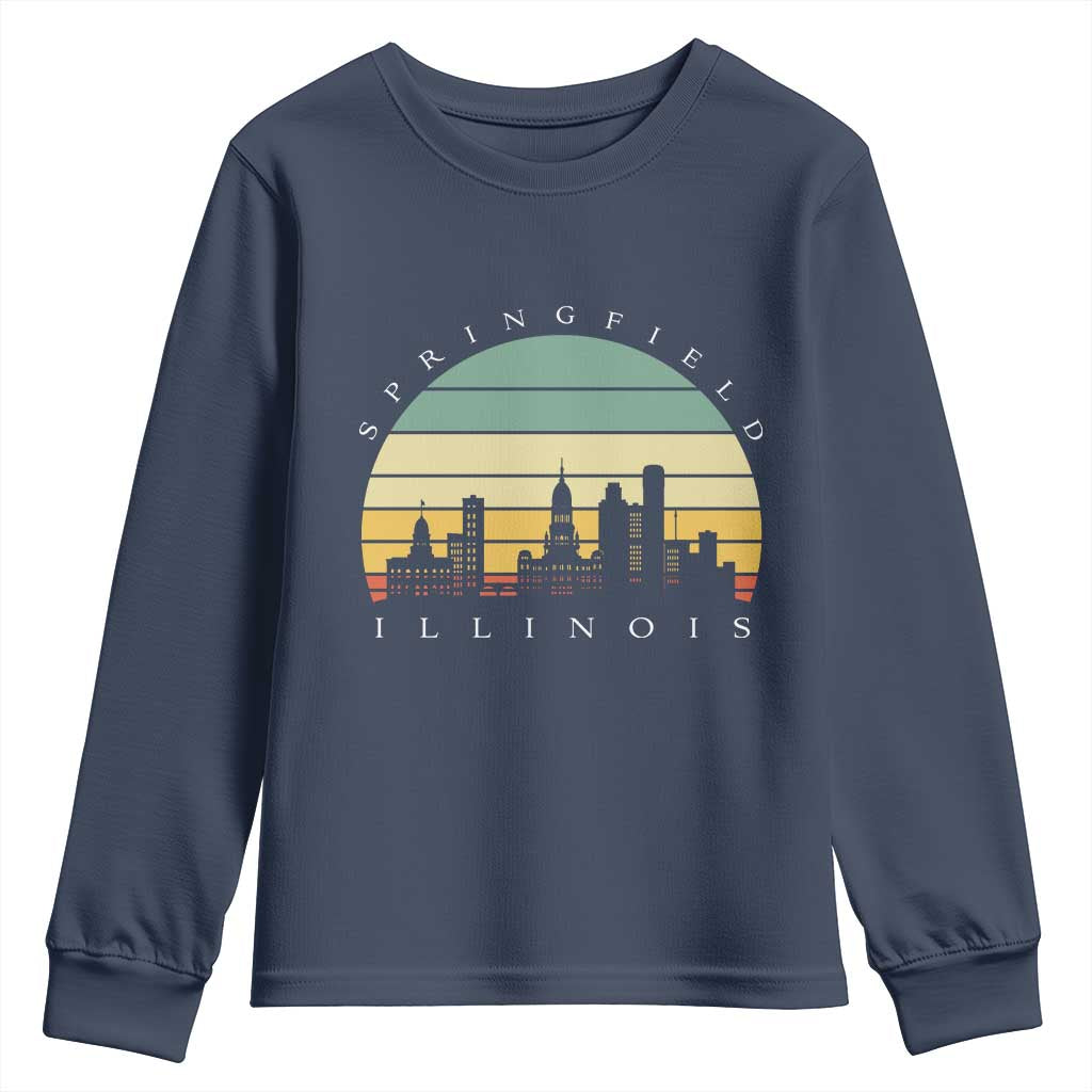 Vintage Springfield Illinois Pride Youth Sweatshirt Scenic Cityscape Gift