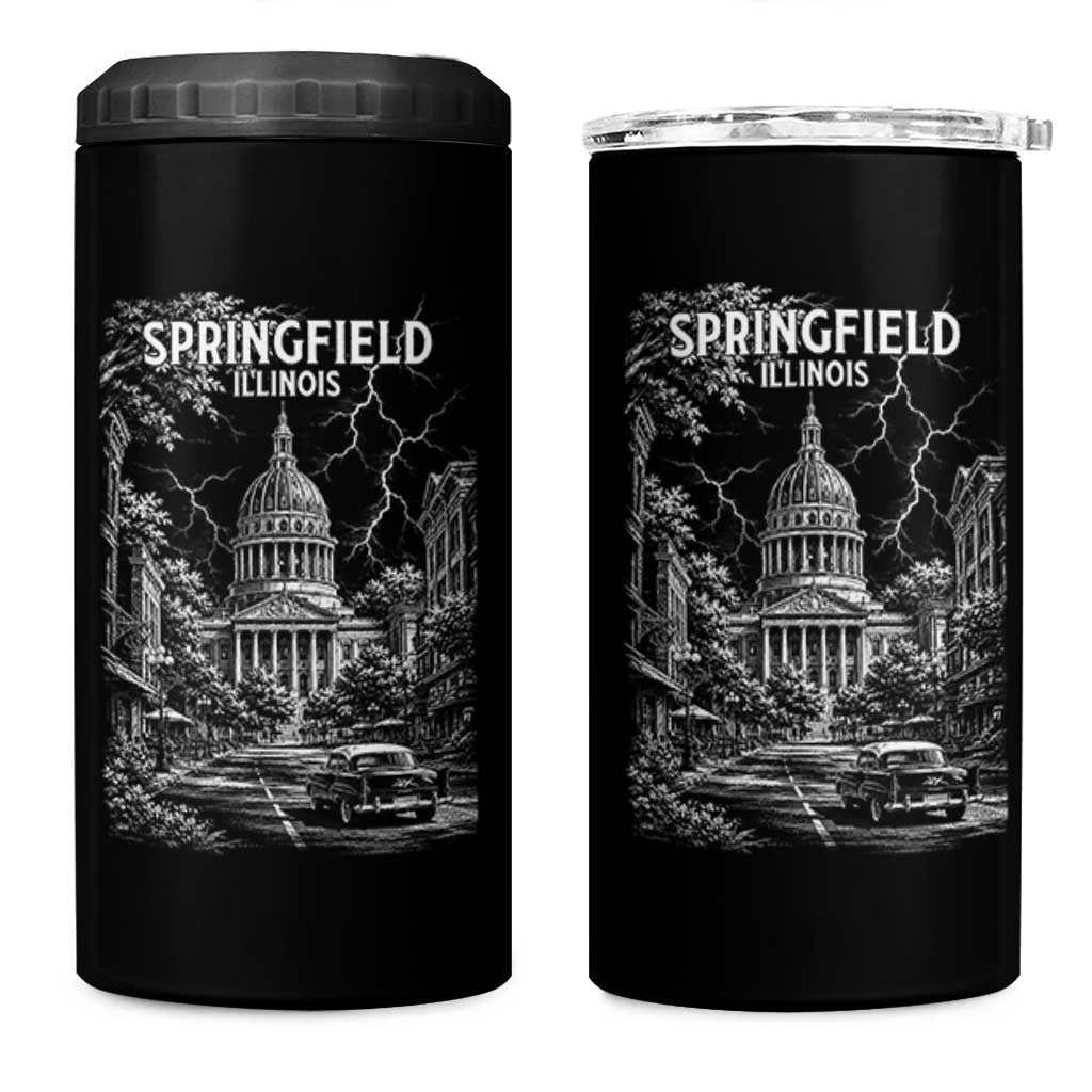 Historic Springfield Illinois Architecture 4 in 1 Can Cooler Tumbler The Prairie State Souvenir Gift