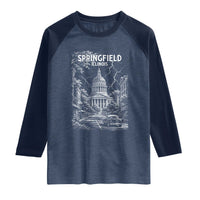 Historic Springfield Illinois Architecture Raglan Shirt The Prairie State Souvenir Gift
