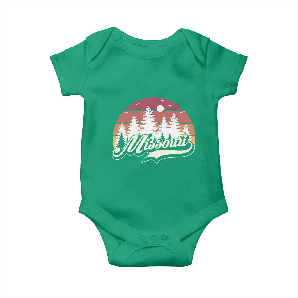 Missouri Travel Gift Baby Onesie Vintage Forest River Landscape