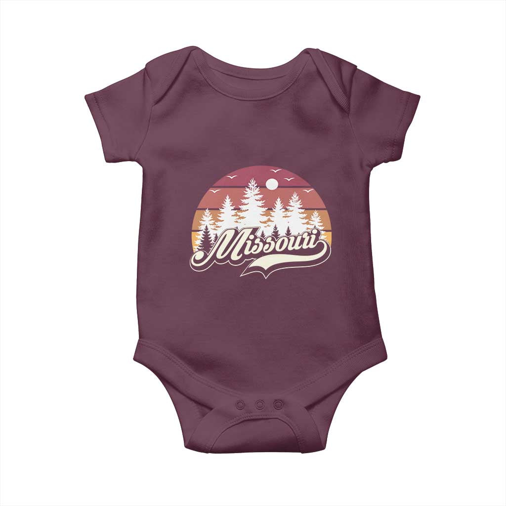 Missouri Travel Gift Baby Onesie Vintage Forest River Landscape
