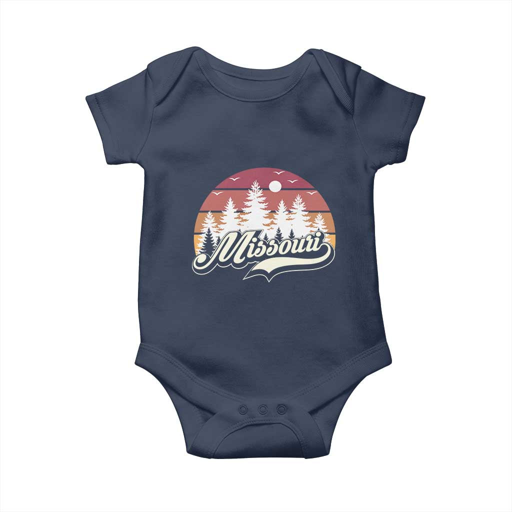 Missouri Travel Gift Baby Onesie Vintage Forest River Landscape