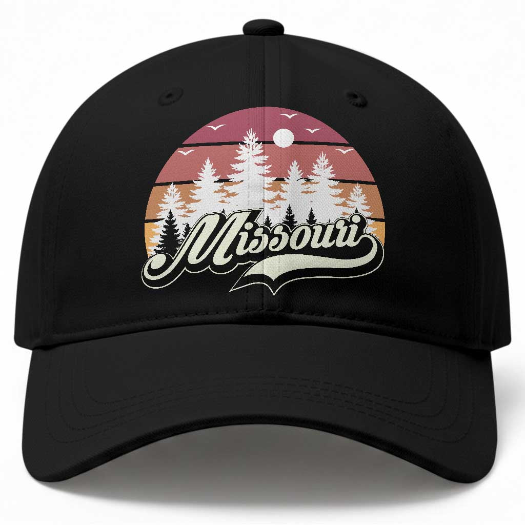 Missouri Travel Gift Baseball Cap Vintage Forest River Landscape