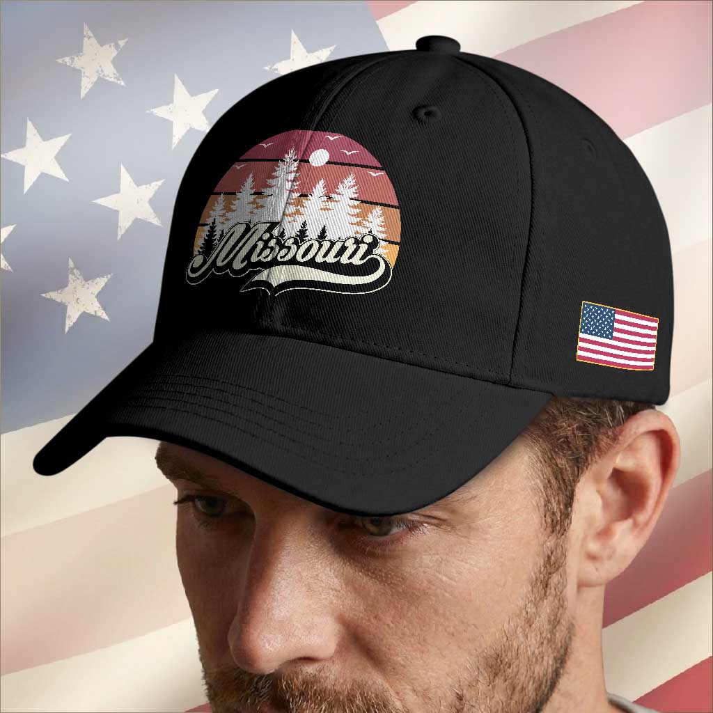 Missouri Travel Gift Baseball Cap Vintage Forest River Landscape