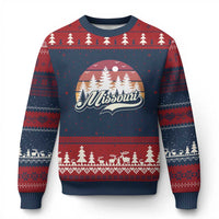 Missouri Travel Gift Ugly Christmas Sweater Vintage Forest River Landscape