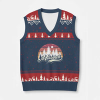 Missouri Travel Gift V-Neck Knit Sweater Vest Vintage Forest River Landscape