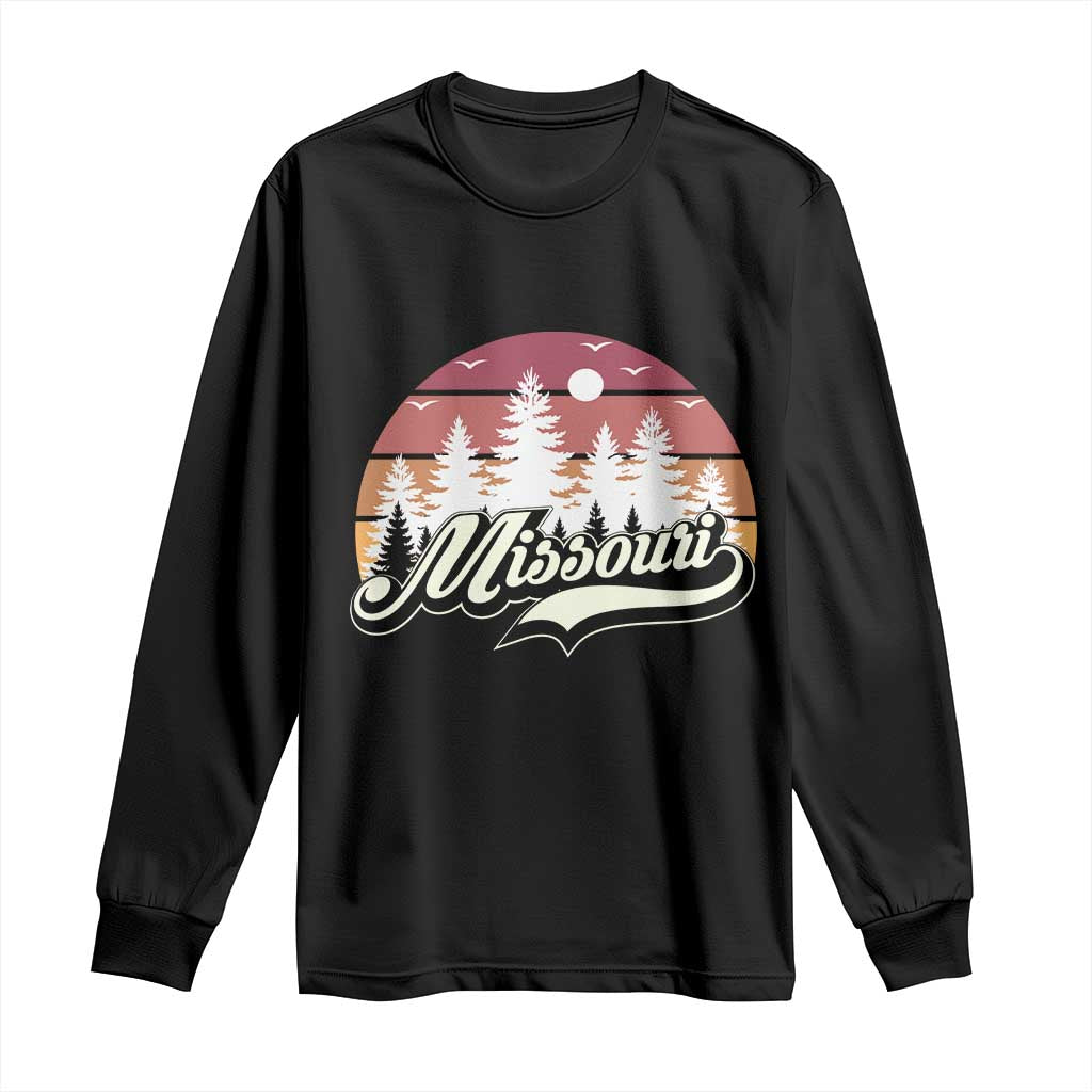 Missouri Travel Gift Long Sleeve Shirt Vintage Forest River Landscape
