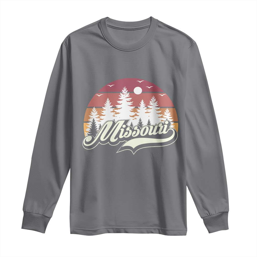 Missouri Travel Gift Long Sleeve Shirt Vintage Forest River Landscape