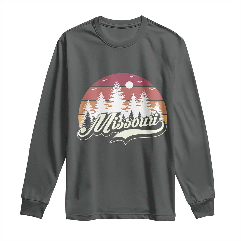 Missouri Travel Gift Long Sleeve Shirt Vintage Forest River Landscape