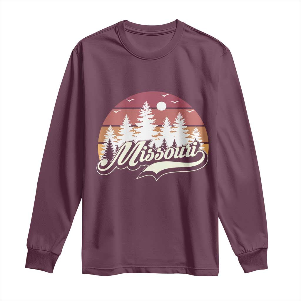 Missouri Travel Gift Long Sleeve Shirt Vintage Forest River Landscape