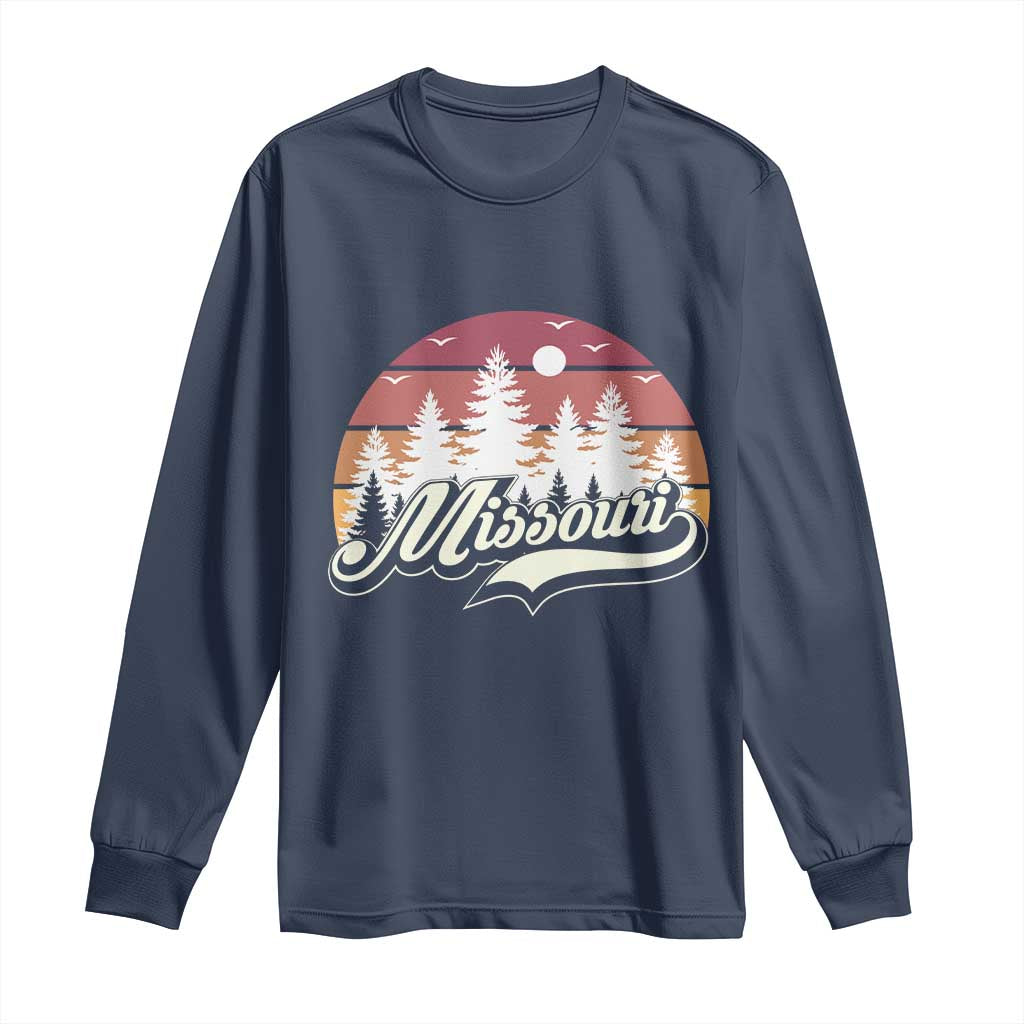 Missouri Travel Gift Long Sleeve Shirt Vintage Forest River Landscape