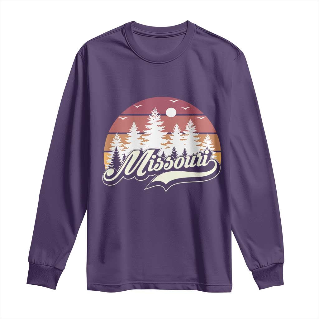 Missouri Travel Gift Long Sleeve Shirt Vintage Forest River Landscape
