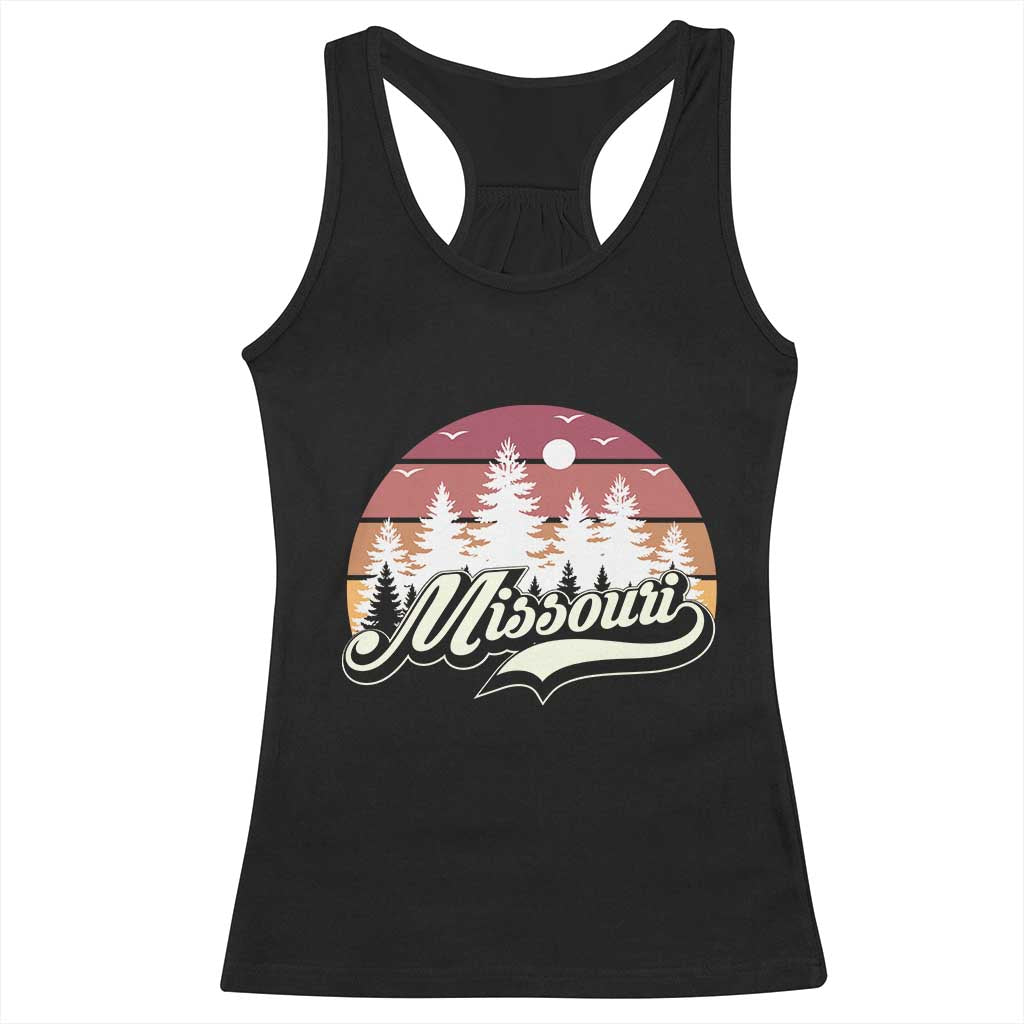 Missouri Travel Gift Racerback Tank Top Vintage Forest River Landscape