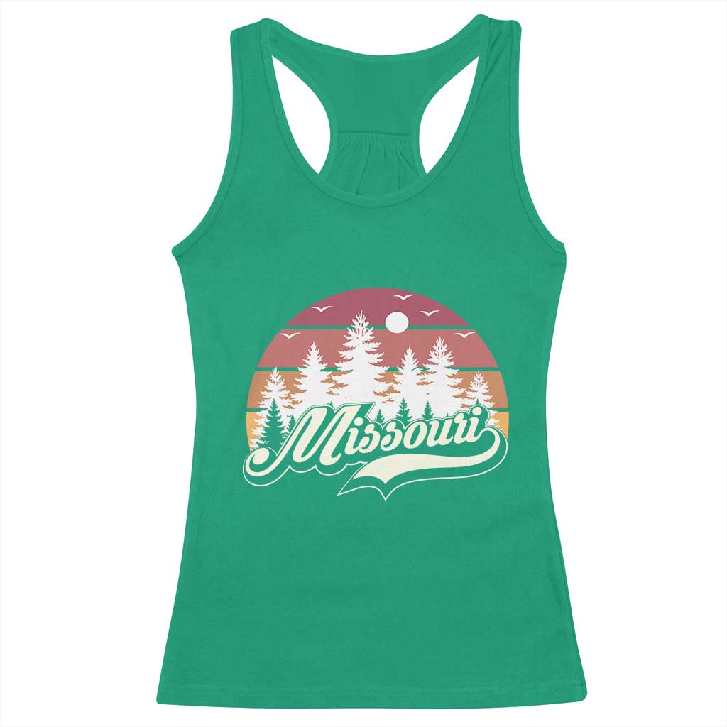 Missouri Travel Gift Racerback Tank Top Vintage Forest River Landscape