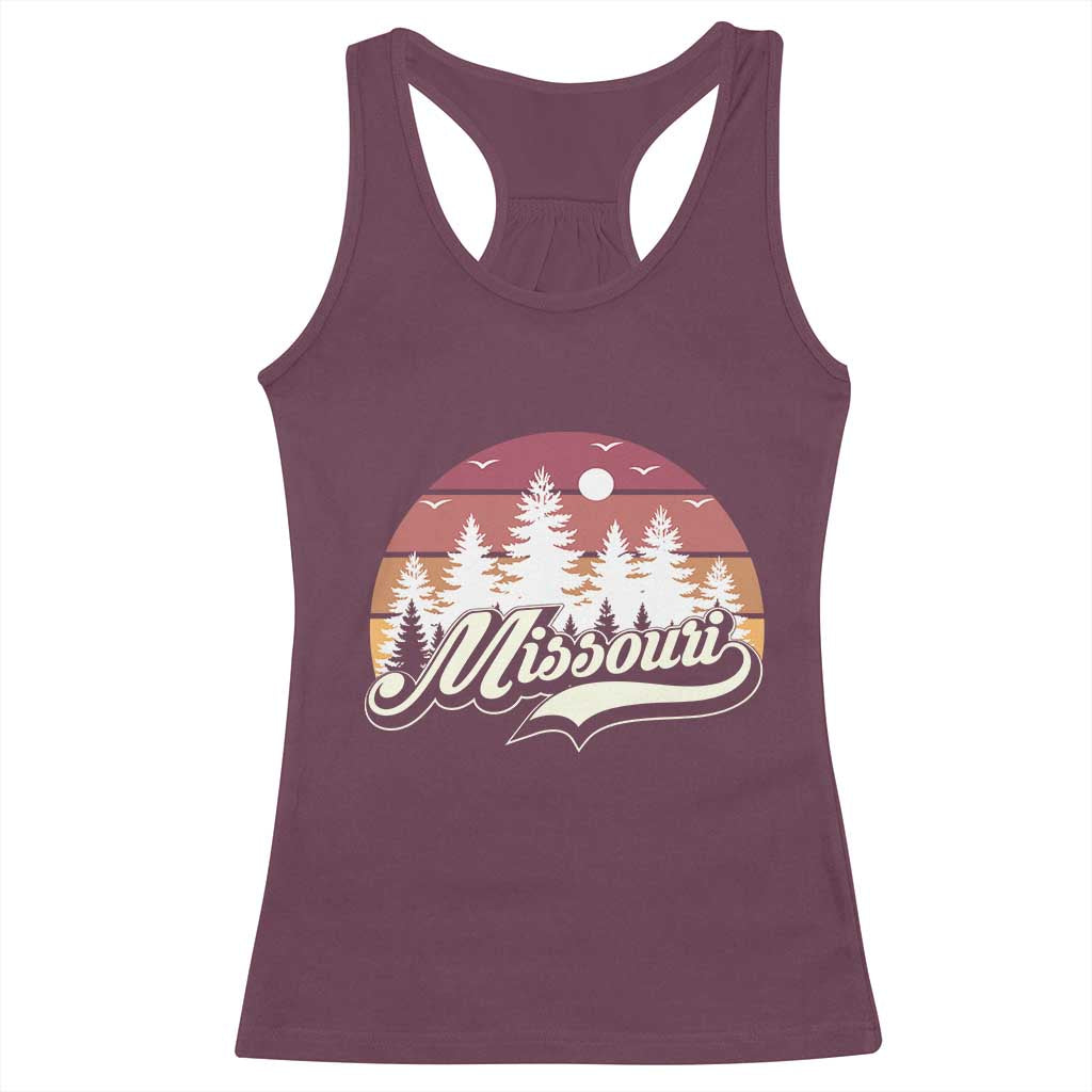 Missouri Travel Gift Racerback Tank Top Vintage Forest River Landscape
