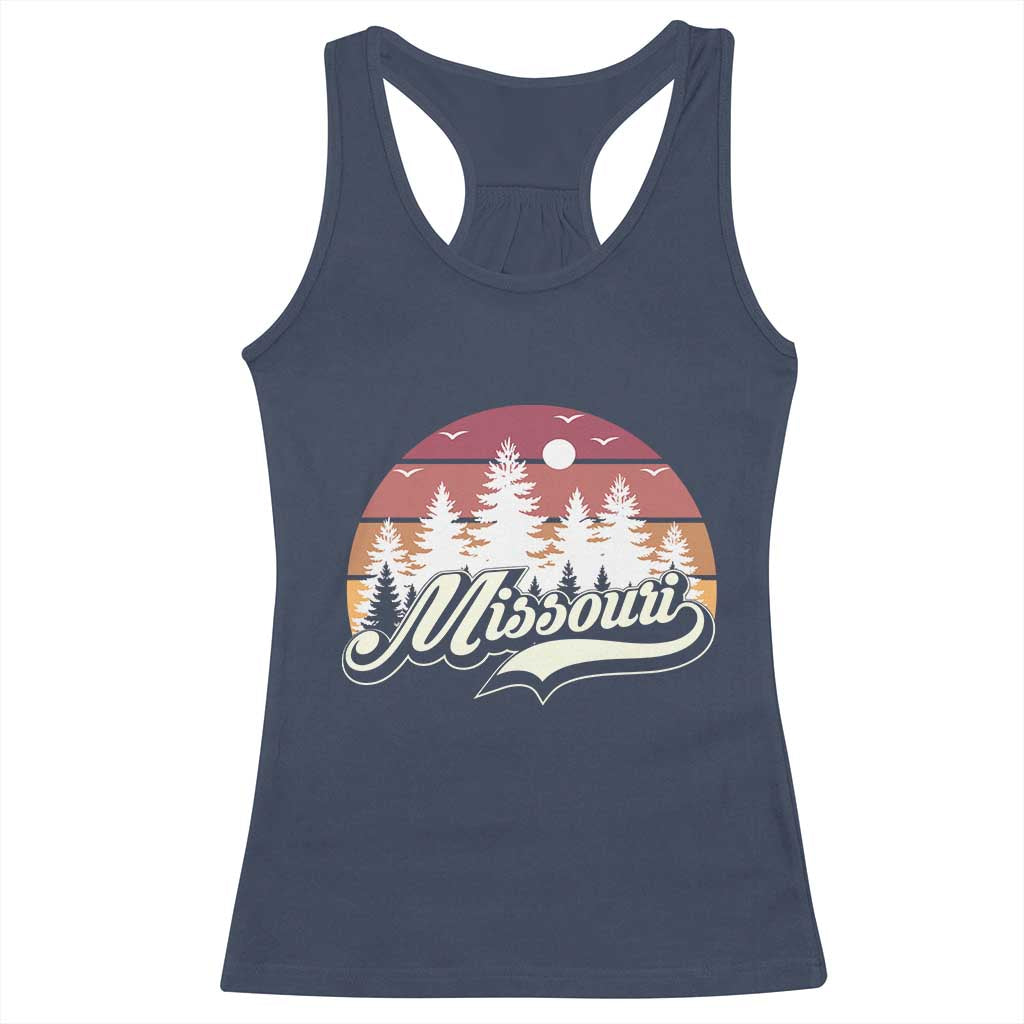 Missouri Travel Gift Racerback Tank Top Vintage Forest River Landscape