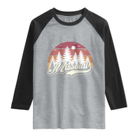 Missouri Travel Gift Raglan Shirt Vintage Forest River Landscape