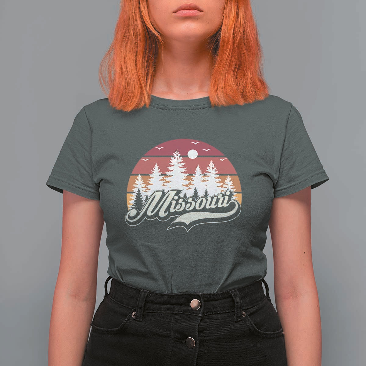 Missouri Travel Gift T Shirt For Women Vintage Forest River Landscape
