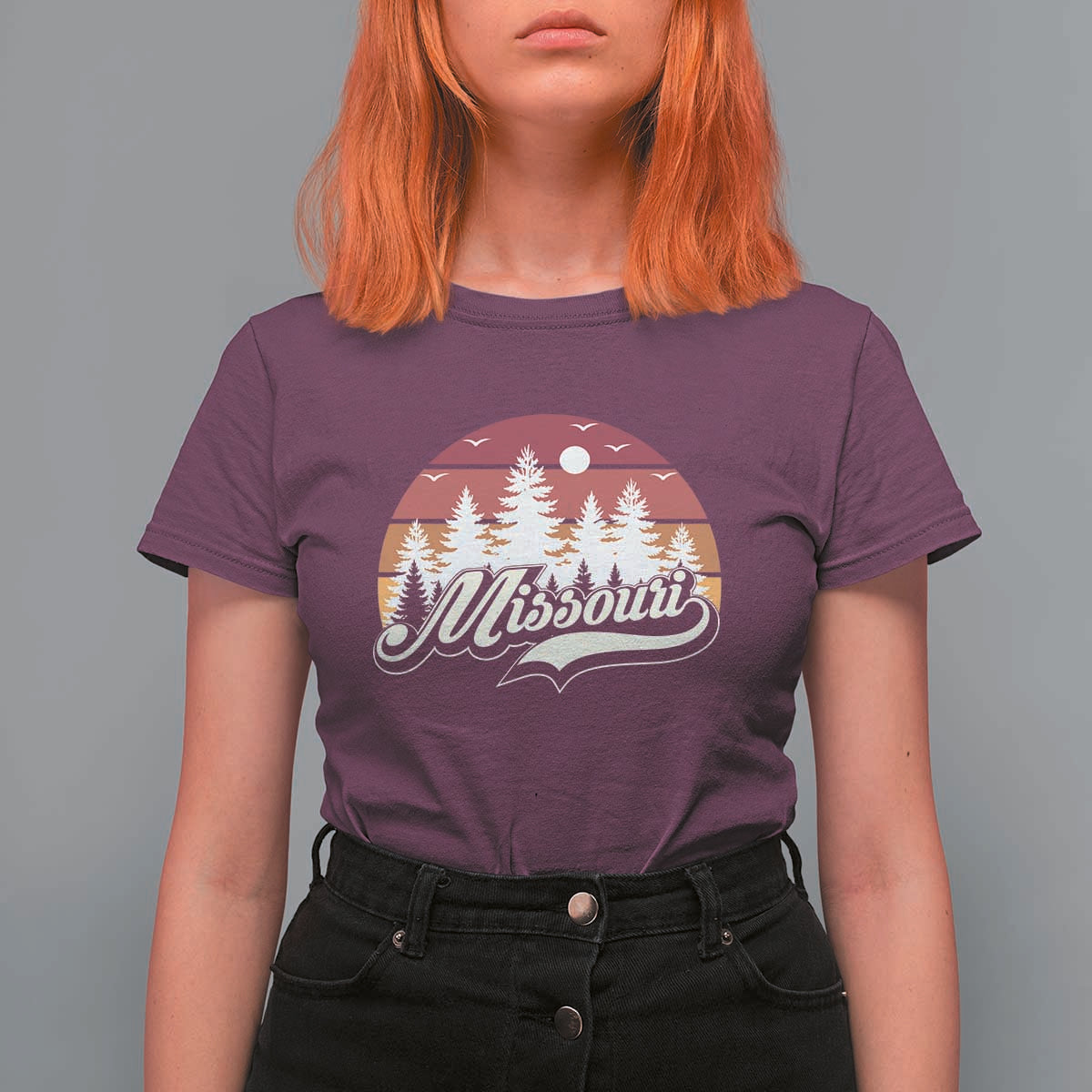 Missouri Travel Gift T Shirt For Women Vintage Forest River Landscape