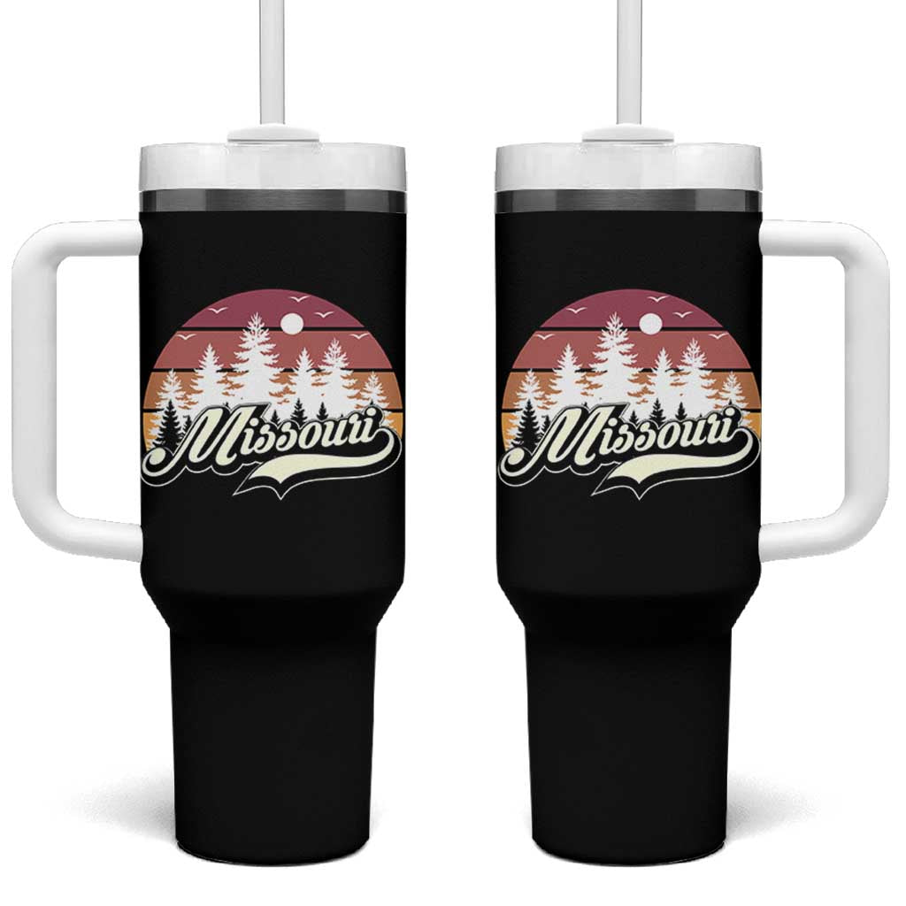 Missouri Travel Gift Tumbler With Handle Vintage Forest River Landscape