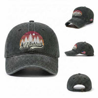 Missouri Travel Gift Washed Cotton Baseball Cap Vintage Forest River Landscape