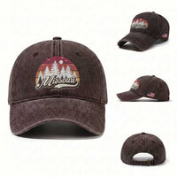 Missouri Travel Gift Washed Cotton Baseball Cap Vintage Forest River Landscape