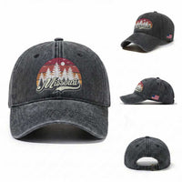Missouri Travel Gift Washed Cotton Baseball Cap Vintage Forest River Landscape