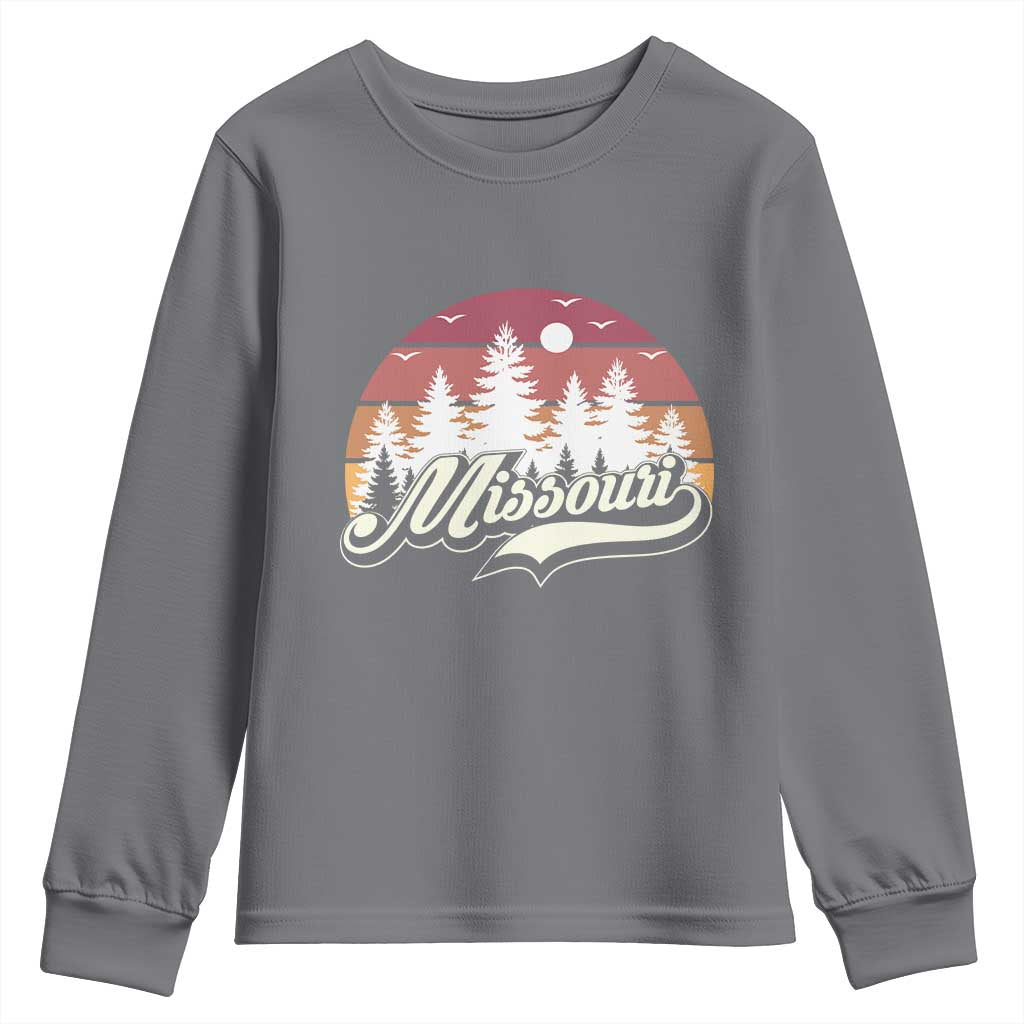 Missouri Travel Gift Youth Sweatshirt Vintage Forest River Landscape