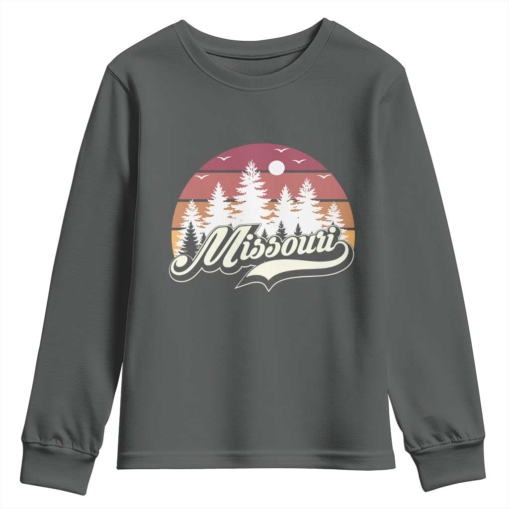 Missouri Travel Gift Youth Sweatshirt Vintage Forest River Landscape