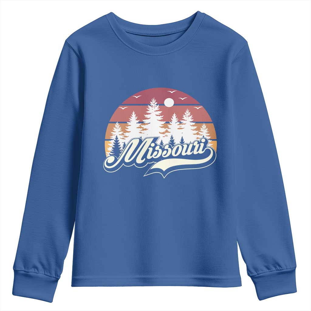 Missouri Travel Gift Youth Sweatshirt Vintage Forest River Landscape