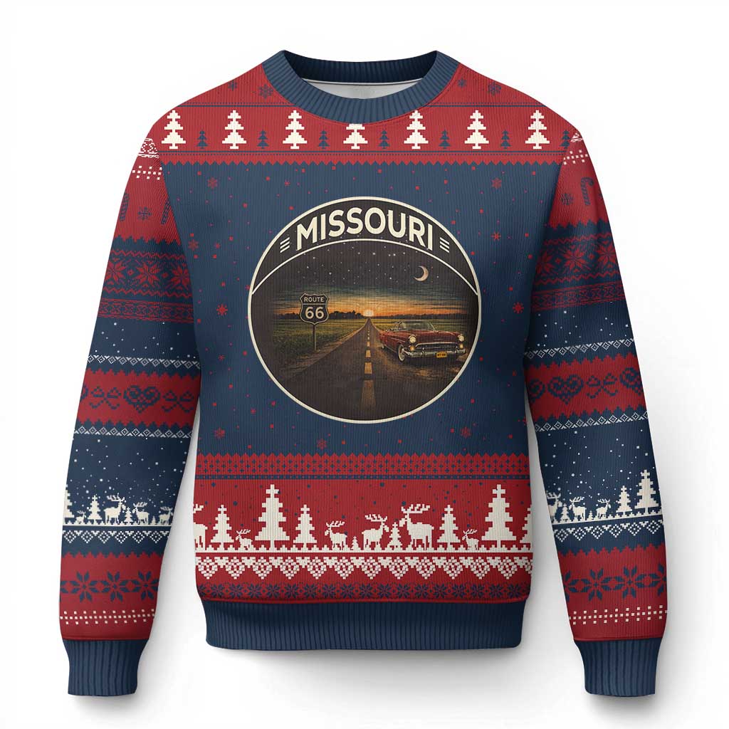 Missouri State Route Highway 66 Ugly Christmas Sweater Mother Road Travel Gift