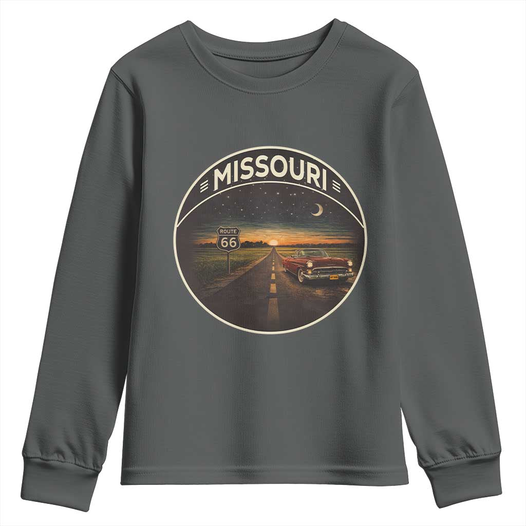 Missouri State Route Highway 66 Youth Sweatshirt Mother Road Travel Gift