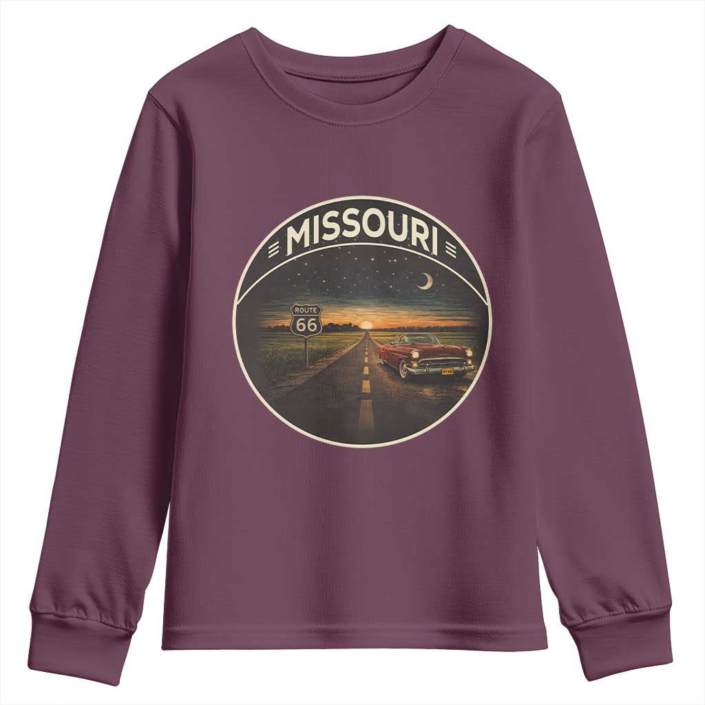 Missouri State Route Highway 66 Youth Sweatshirt Mother Road Travel Gift