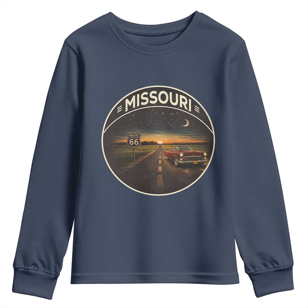 Missouri State Route Highway 66 Youth Sweatshirt Mother Road Travel Gift